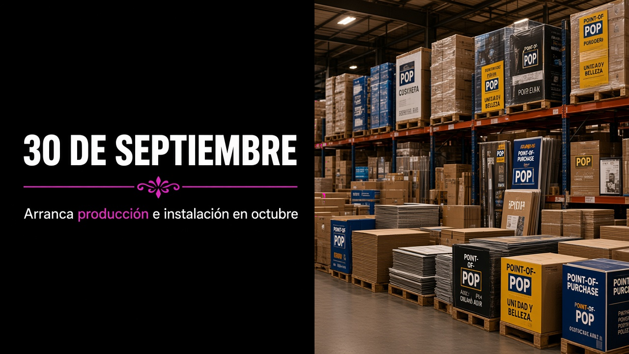 Confirma cantidades, arranca impresión e instala en la primera semana de octubre